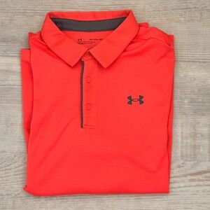 Under Armour Performance Wicking Polo Shirt Men XXL Red ribbed design